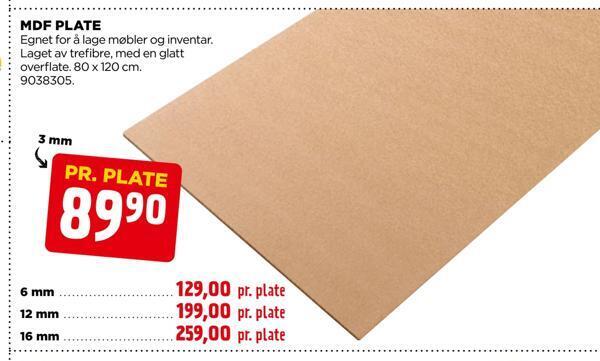 jem & fix Mdf plate tilbud