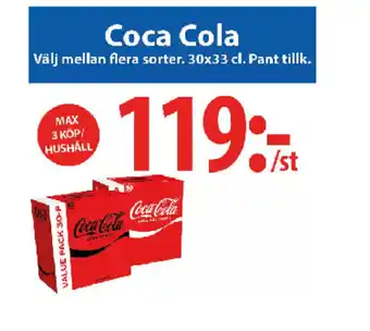 MaxiMat Charlottenberg Coca Cola Välj mellan flera sorter. 30x33 cl. Pant tillk. tilbud