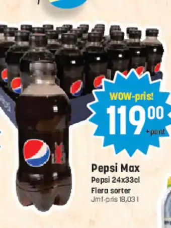 Eurocash Pepsi Max Pepsi 24x33cl tilbud