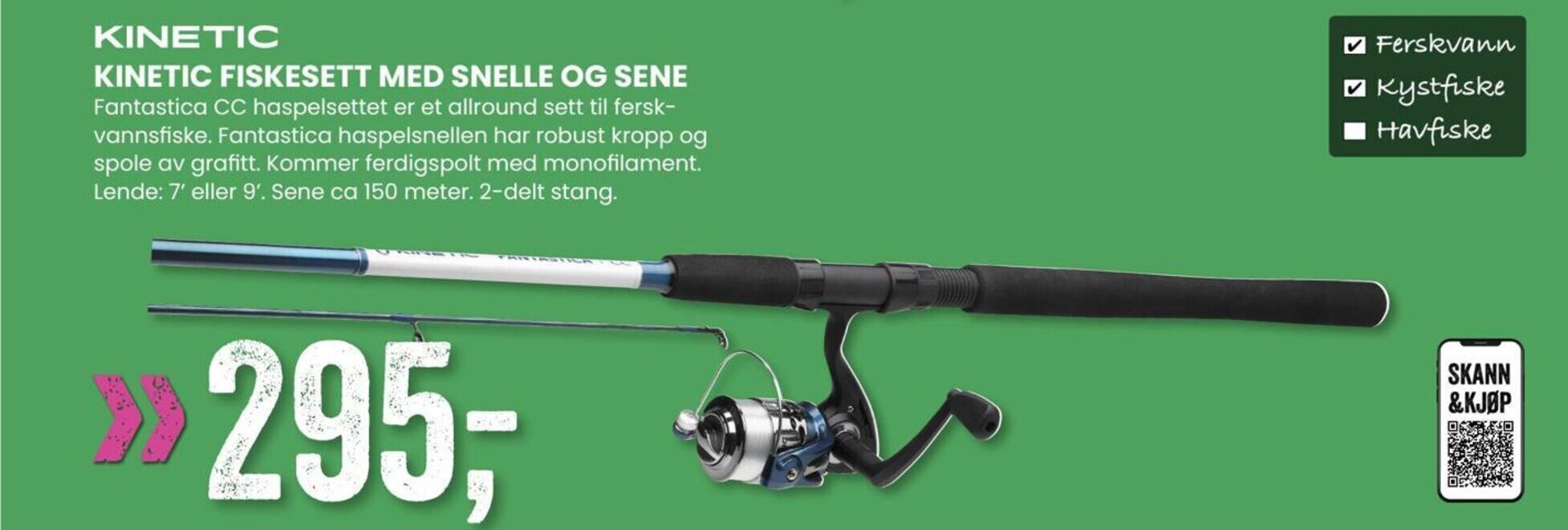 Sport Outlet KINETIC FISKESETT MED SNELLE OG SENE tilbud