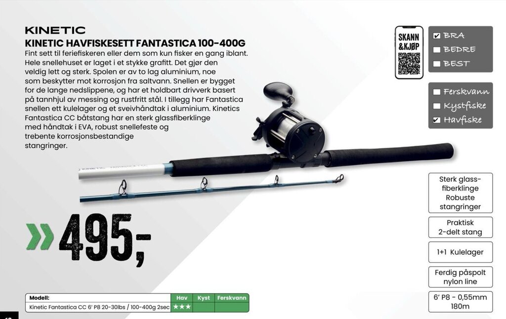 Sport Outlet KINETIC HAVFISKESETT FANTASTICA 100-400G tilbud