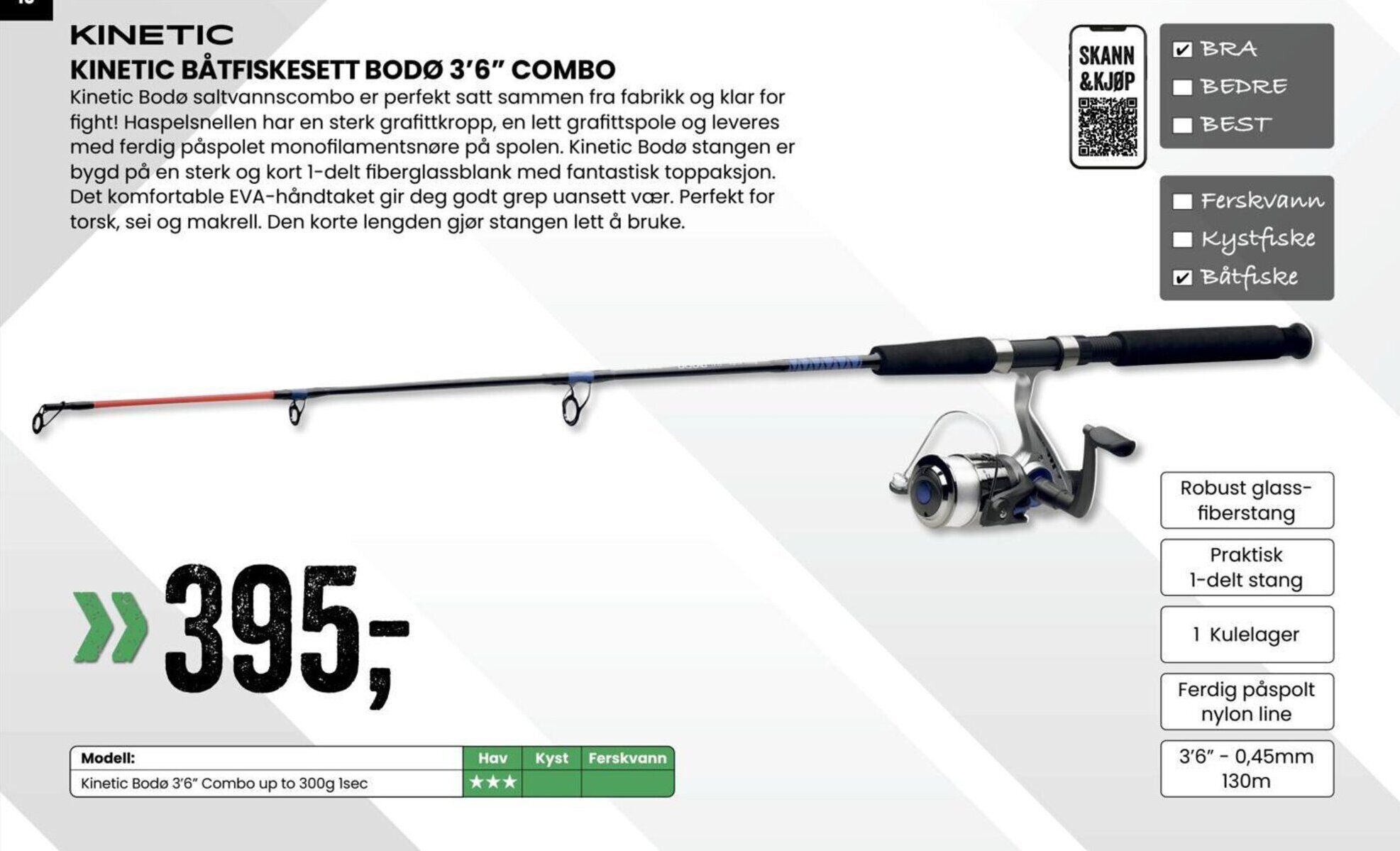 Sport Outlet KINETIC BÅTFISKESETT BODØ 3'6" COMBO tilbud