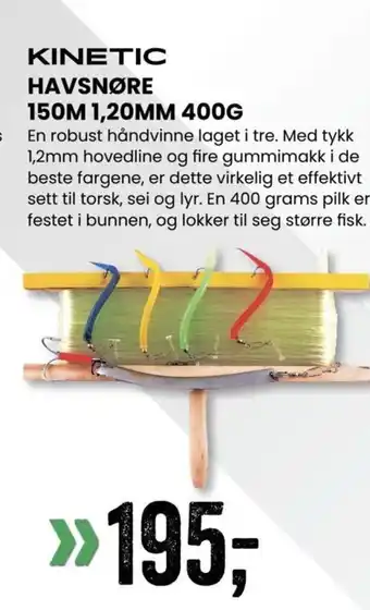 Sport Outlet KINETIC HAVSNØRE 150M, 1.20MM 400G tilbud