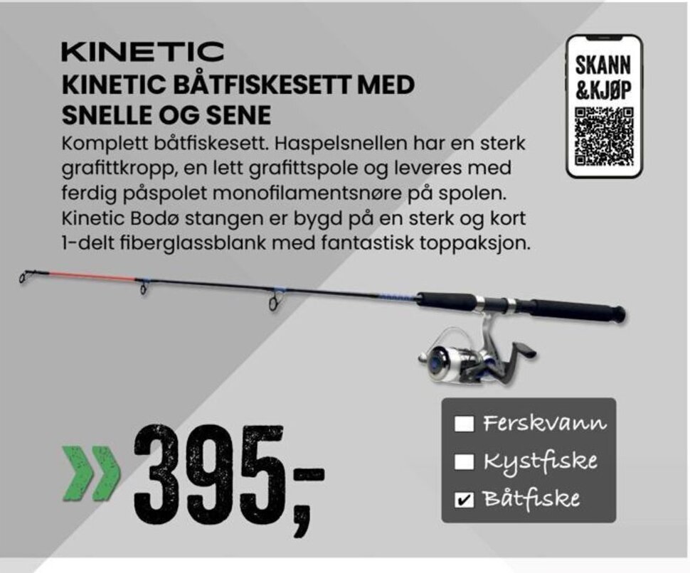 Sport Outlet KINETIC BÅTFISKESETT MED SNELLE OG SENE tilbud