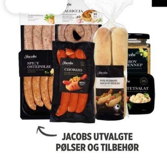 Meny JACOBS UTVALGTE PØLSER OG TILBEHØR tilbud