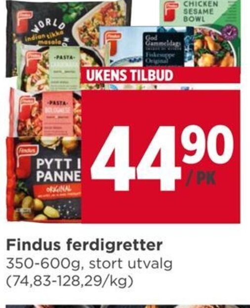 Meny Findus ferdigretter tilbud