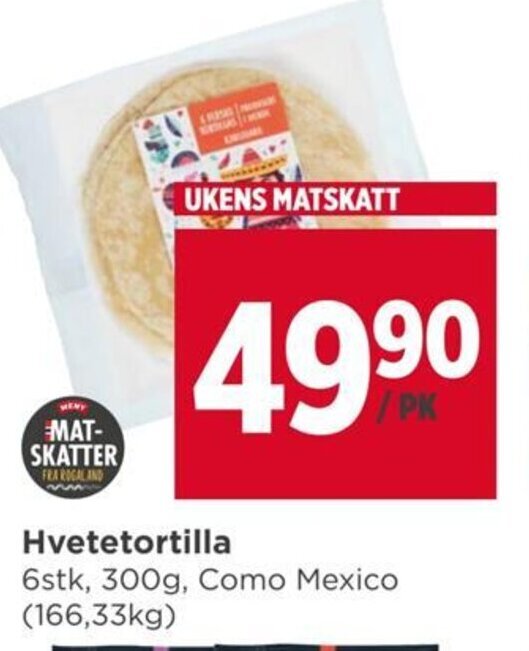 Meny Hvetetortilla tilbud