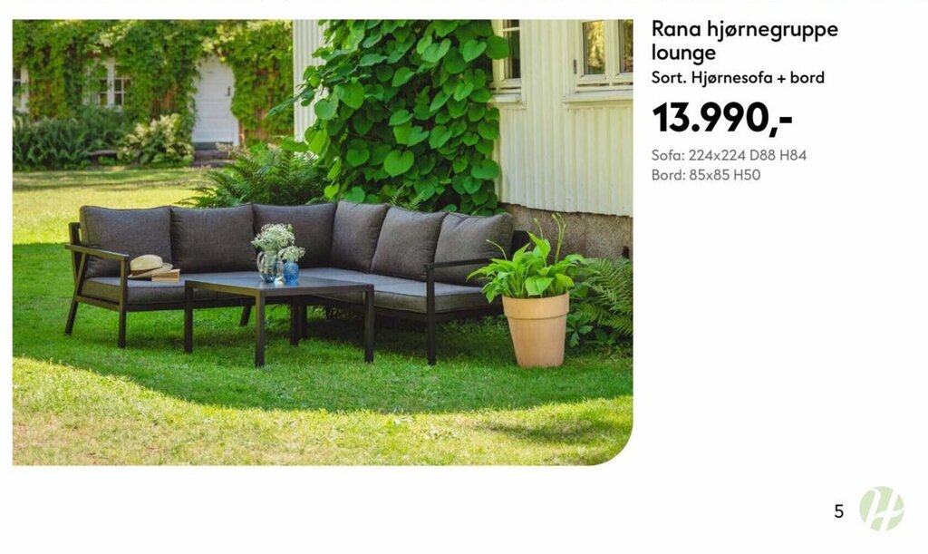 Hageland Rana hjørnegruppe lounge tilbud