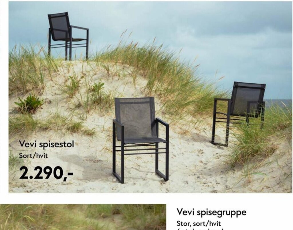 Hageland Vevi spisestol Sort/hvit tilbud