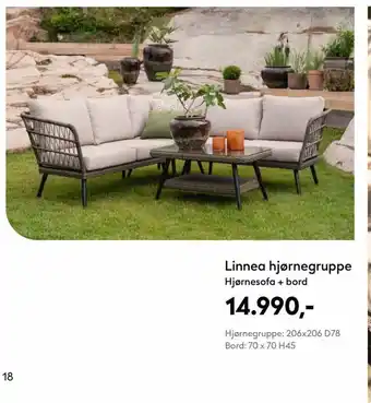 Linnea hjørnegruppe Hjørnesofa + bord