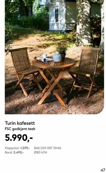 Hageland Turin kafesett FSC godkjent teak tilbud