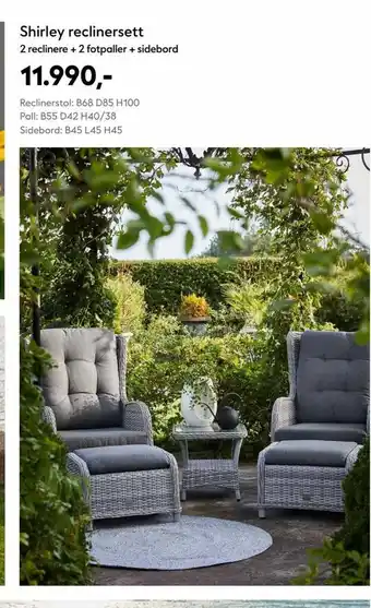 Hageland Shirley reclinersett tilbud