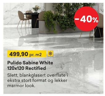 Right Price Tiles Pulido sabine white 120x120 rectified tilbud