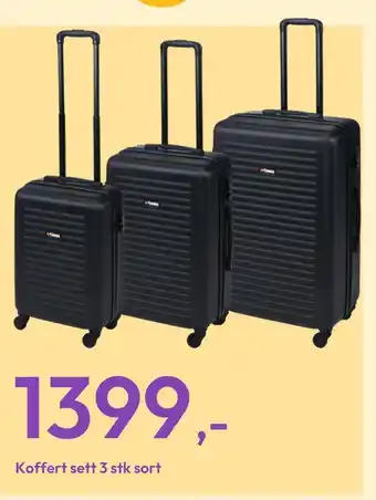 Gigaboks Koffert sett 3 stk sort tilbud