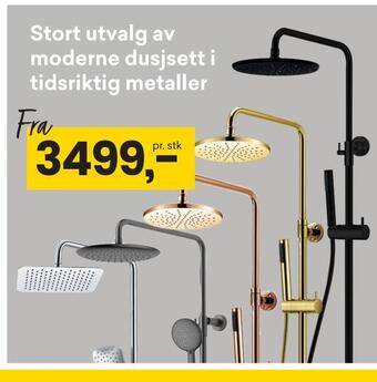 Stort utvalg av moderne dusjsett i tidsriktig metaller