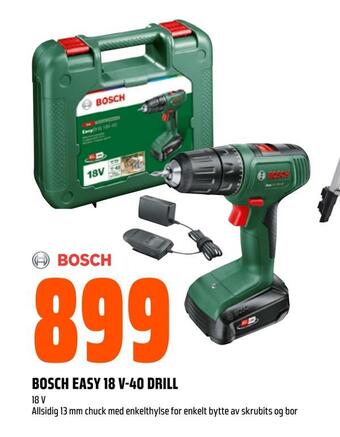 Obs Bygg Bosch easy 18 v-40 drill tilbud
