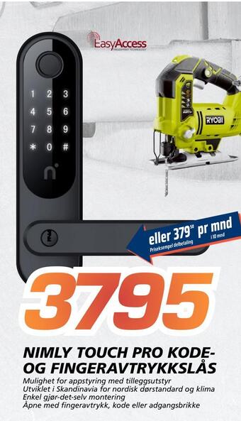 Coop Byggmix Nimly touch pro kode- og fingeravtrykkslås tilbud