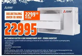 Obs Bygg Mitsubishi kaiteki 6300 varmepumpe hvit - ferdig montert tilbud