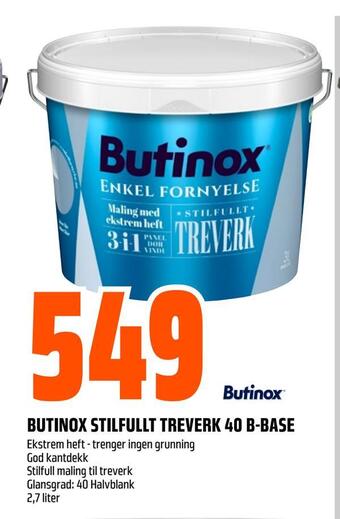 Obs Bygg Butinox stilfullt treverk 40 b-base tilbud