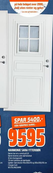 Obs Bygg Harmonie sara ytterdør tilbud