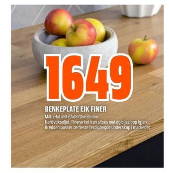 Obs Bygg Benkeplate eik finer tilbud