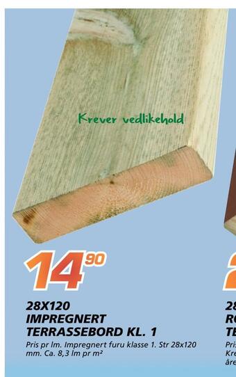 Coop Byggmix 28x120 impregnert terrassebord kl. 1 tilbud