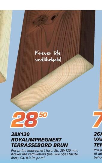 Coop Byggmix 28x120 royalimpregnert terrassebord brun tilbud