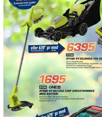 Coop Byggmix Ryobi ry18lt25a-120p gresstrimmer med batteri tilbud