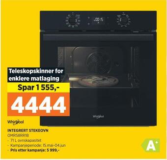 POWER Whirlpool integrert stekeovn omr58rr1b tilbud