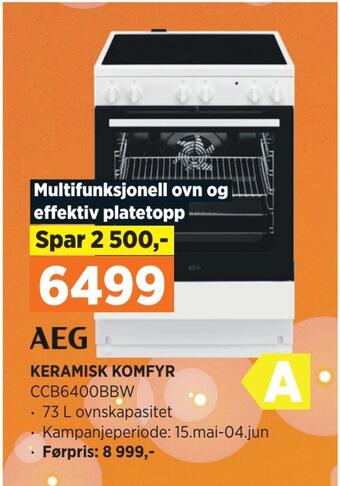 POWER Aeg keramisk komfyr ccb6400bbw tilbud