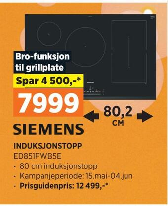 POWER Siemens induksjonstopp ed851fwb5e tilbud
