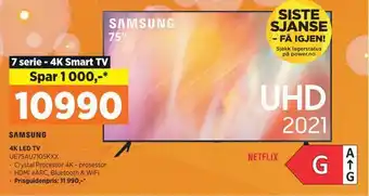 POWER Samsung 4k led tv ue75au7105kxx tilbud