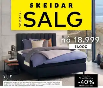 Skeidar Xov premium 14 i bris 169 sort, xov premium 14 overmadrass og runde sorte ben tilbud