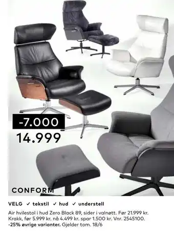 Skeidar Conform air hvilestol tilbud