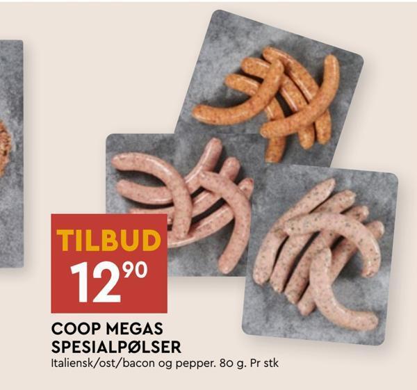 Coop Mega Coop megas spesialpølser tilbud