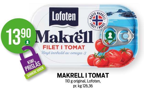 Kiwi Makrell i tomat tilbud