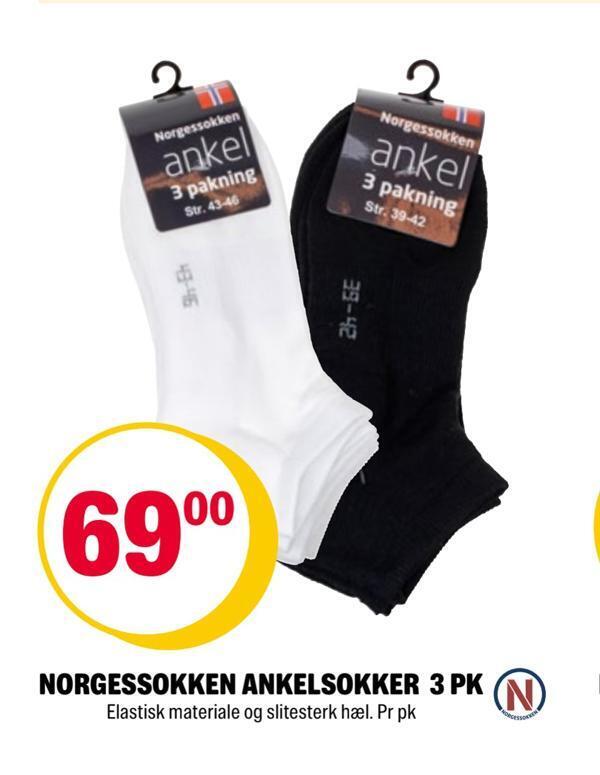 Coop Extra Norgessokken ankelsokker 3 pk tilbud