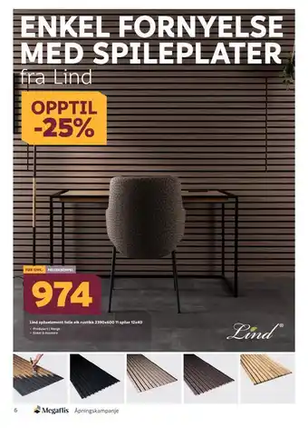Megaflis Lind spileelement folie eik rustikk 2390x600 11 spiler 12x40 tilbud