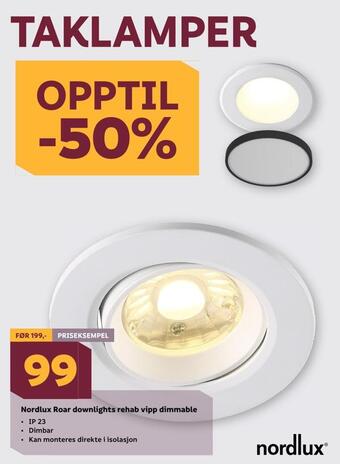 Megaflis Nordlux roar downlights rehab vipp dimmable tilbud