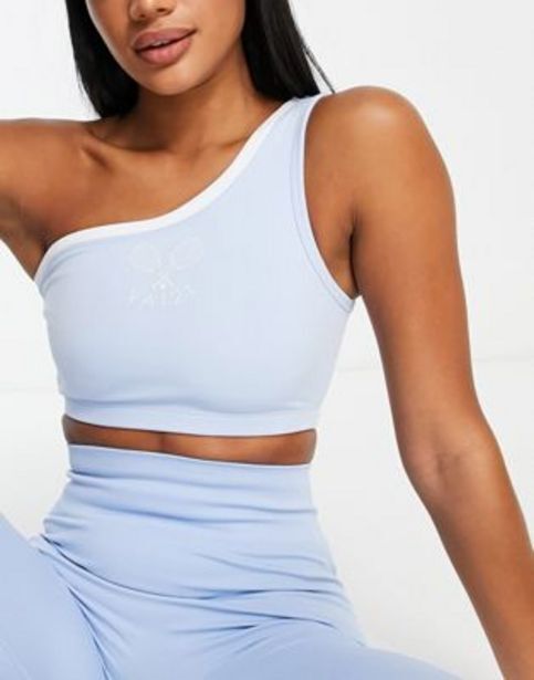 Asos Vai21 tennis one shoulder crop top co-ord in blue tilbud