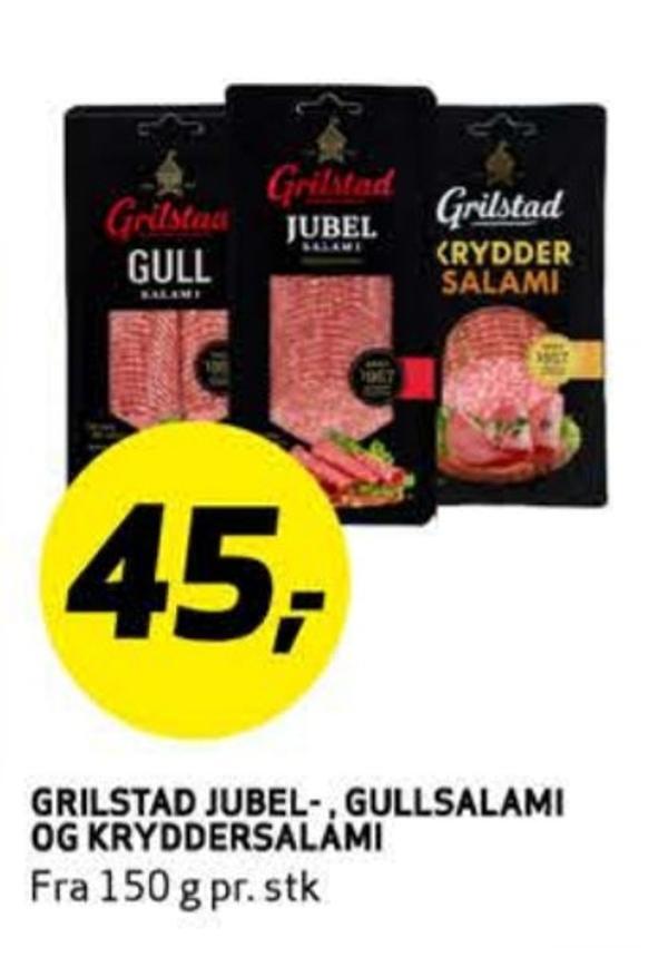 Bunnpris Grilstad jubel-, gullsalami og kryddersalami tilbud