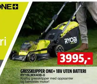 Bauhaus Gressklipper one+ 18v uten batteri tilbud
