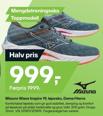 XXL Sport Mizuno wave inspire 19, løpesko, dame/herre tilbud