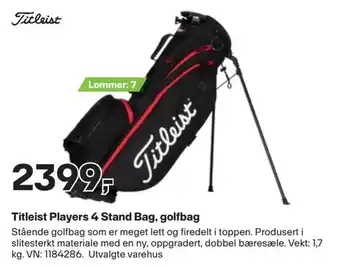 XXL Sport Titleist players 4 stand bag, golfbag tilbud