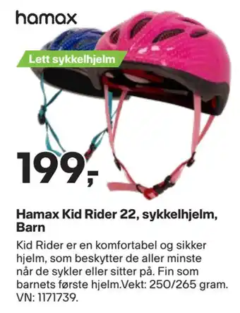 XXL Sport Hamax kid rider 22, sykkelhjelm, barn tilbud
