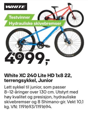 XXL Sport White xc 240 lite hd 1x8 22, terrengsykkel, junior tilbud