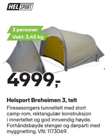XXL Sport Helsport breheimen 3, telt tilbud