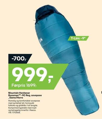 XXL Sport Mountain hardwear bozeman™ -9c reg, sovepose dame/herre tilbud