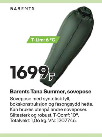 XXL Sport Barents tana summer, sovepose tilbud