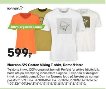 XXL Sport Norrøna /29 cotton viking t-shirt, dame/herre tilbud